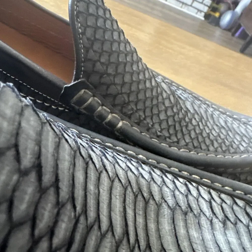 MEZLAN Spain Men 11 M Marius Grey Python Snakeskin Leather Loafers Moccasins Y2K